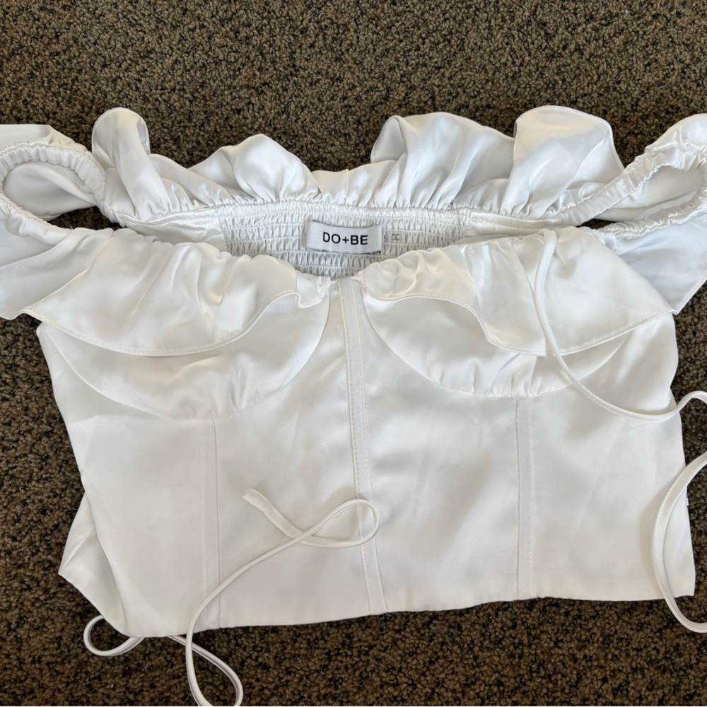 White Ruffled Corset Off-Shoulder Top